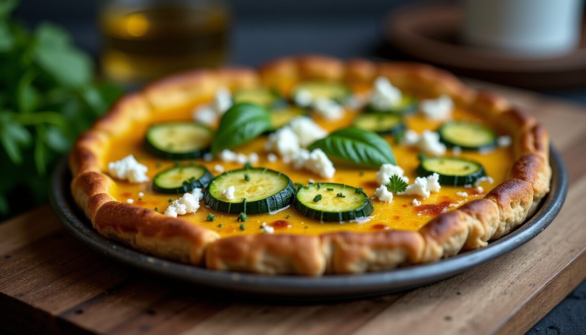Délicieuse tarte aux courgettes parfumée à la feta fondante